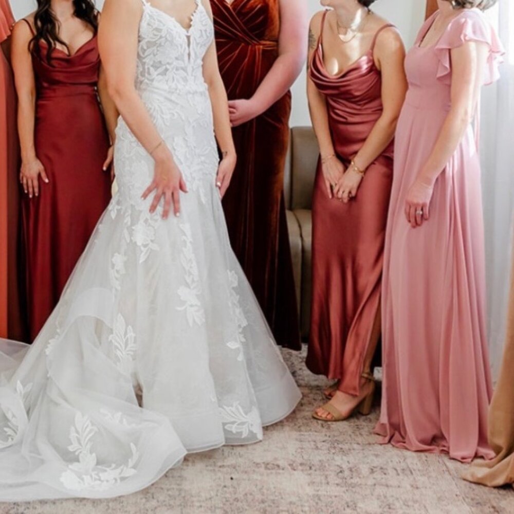 Reverly Skye Satin Dress, size 4 - Desert Rose